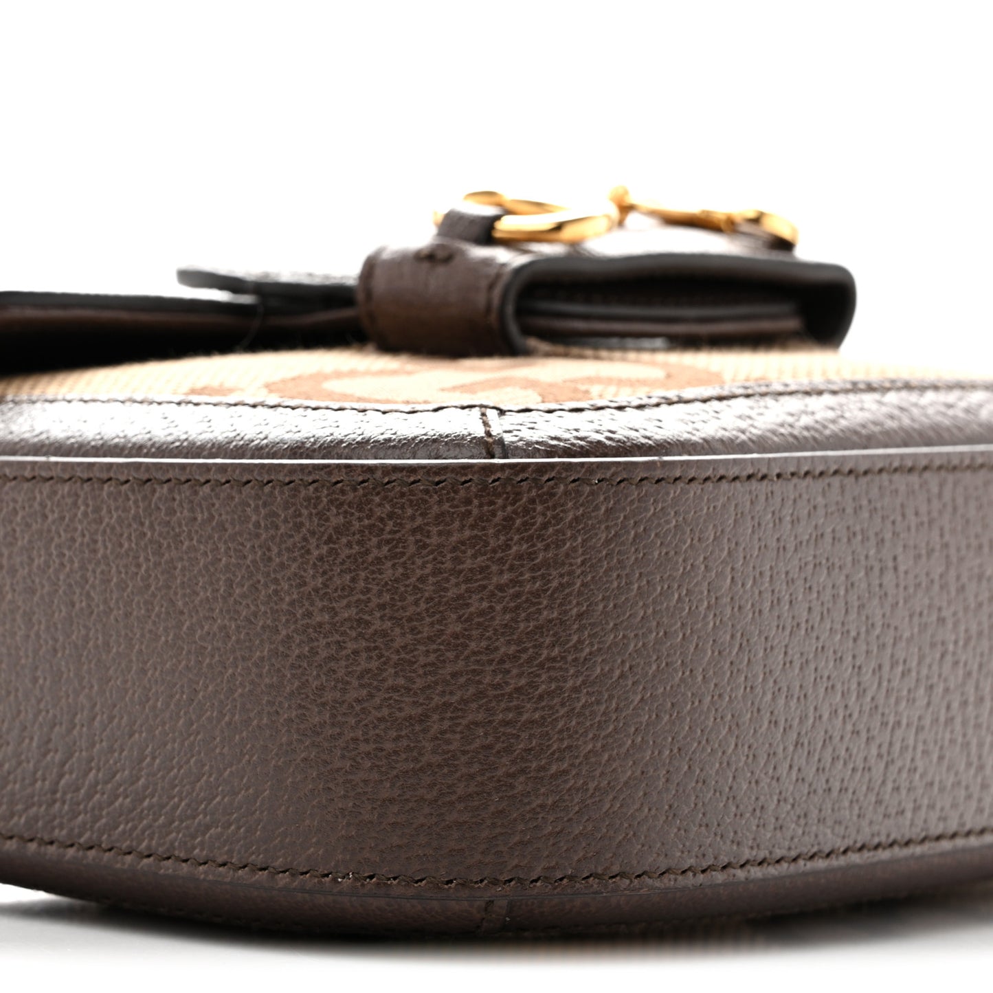 Monogram Jumbo GG Textured Dollar Calfskin Web Mini Horsebit 1955 Shoulder Bag Camel Ebony New Acero