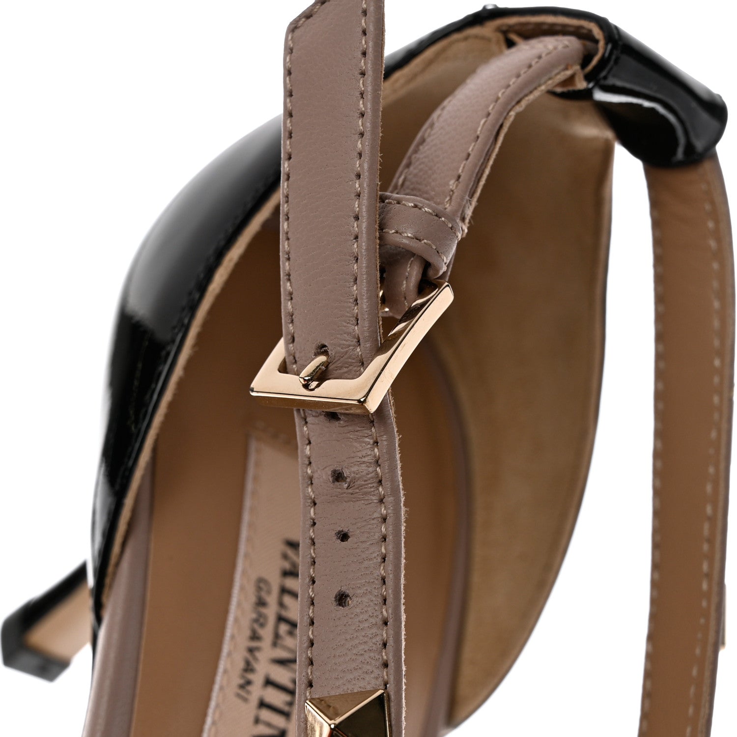 Valentino Garavani Patent Rockstud Cross Strap D'Orsay 55mm Pumps 36.5 Black Poudre 9 of 11