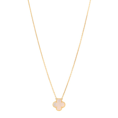 Van Cleef & Arpels 18K Yellow Gold Mother of Pearl Vintage Alhambra Pendant Necklace 1 of 4