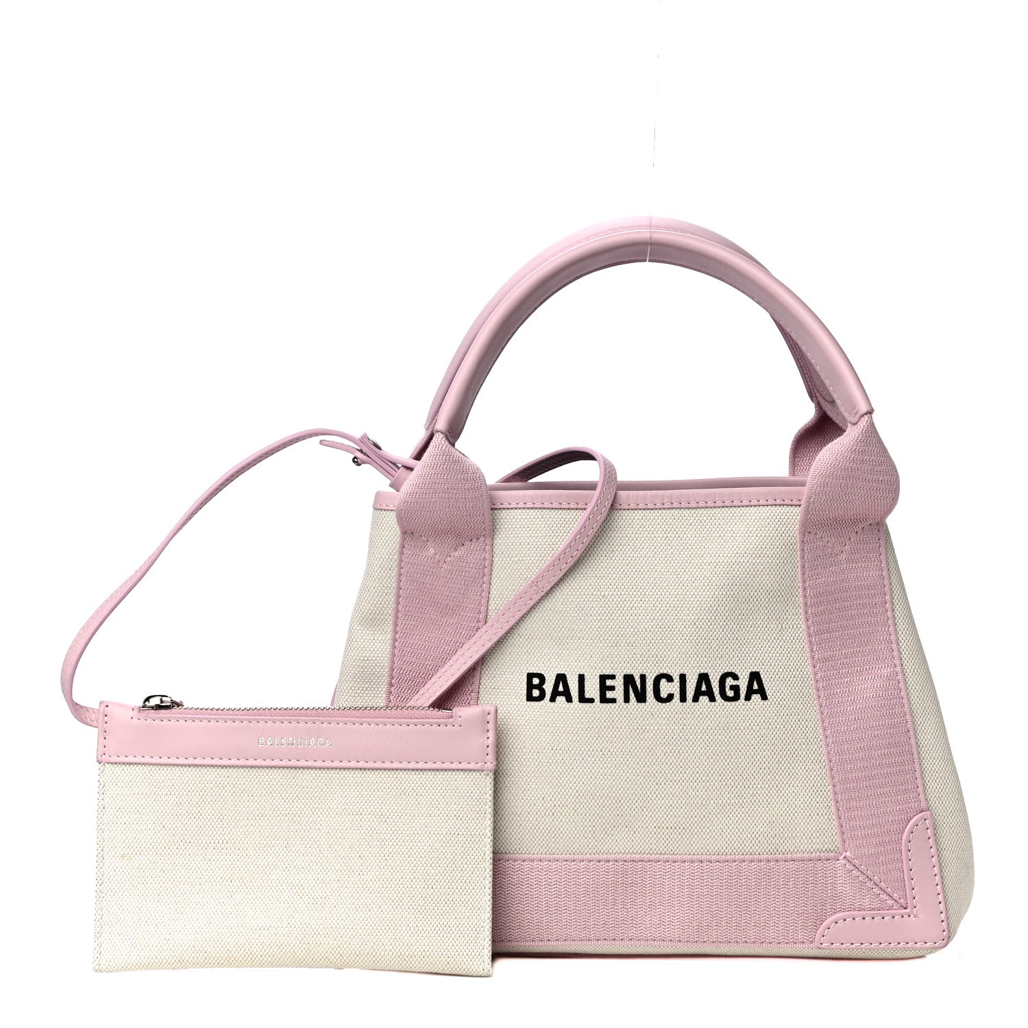 Balenciaga Cotton Canvas Satin Calfskin Navy Cabas XS Natural Pink 1 of 16