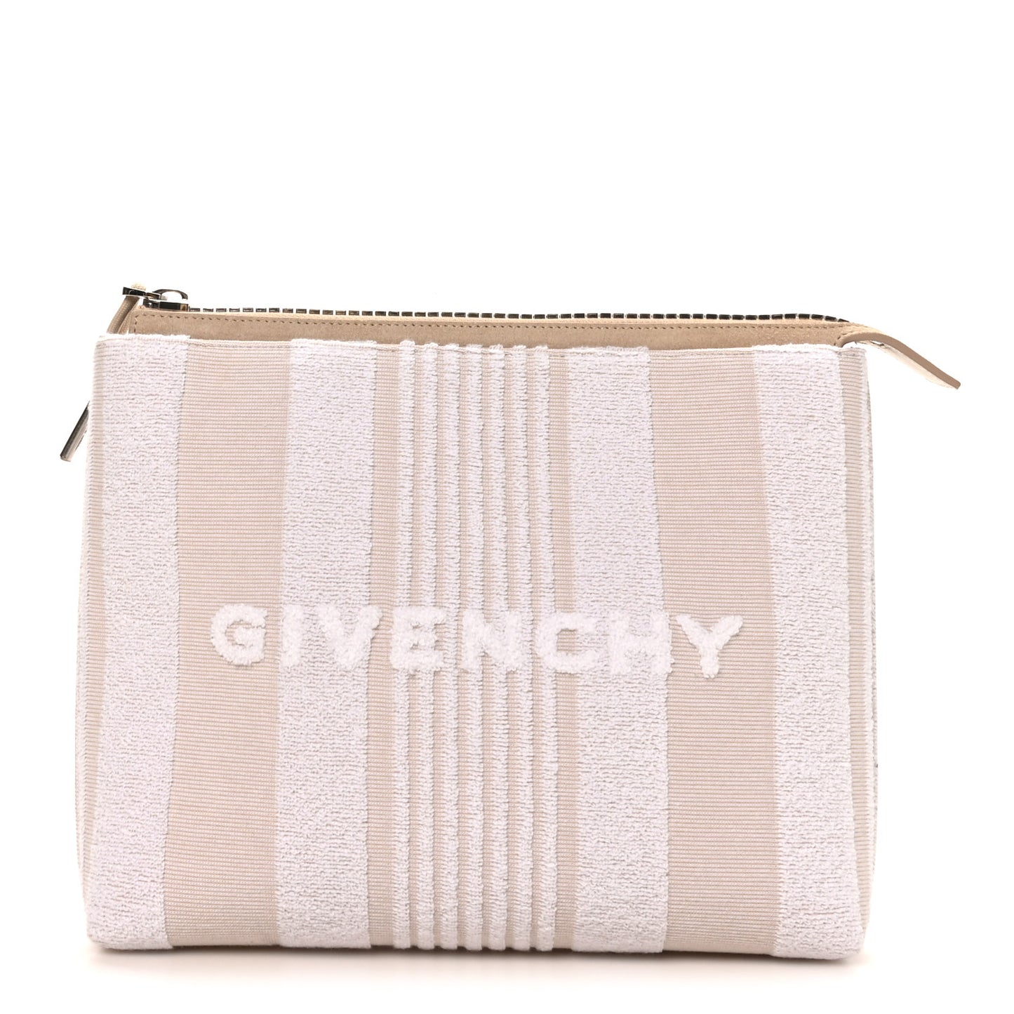 Canvas Terry Striped Travel Pouch Ivory