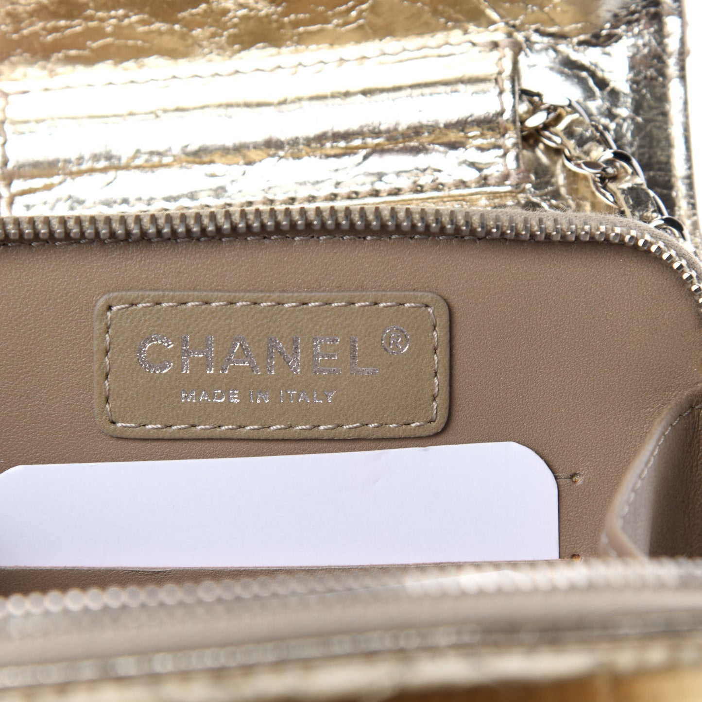 Crackled Aged Calfskin Mini Crossbody Flap Gold