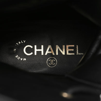 Chanel Lambskin Quilted Lace Up Combat Boots 39 Black 8 of 8