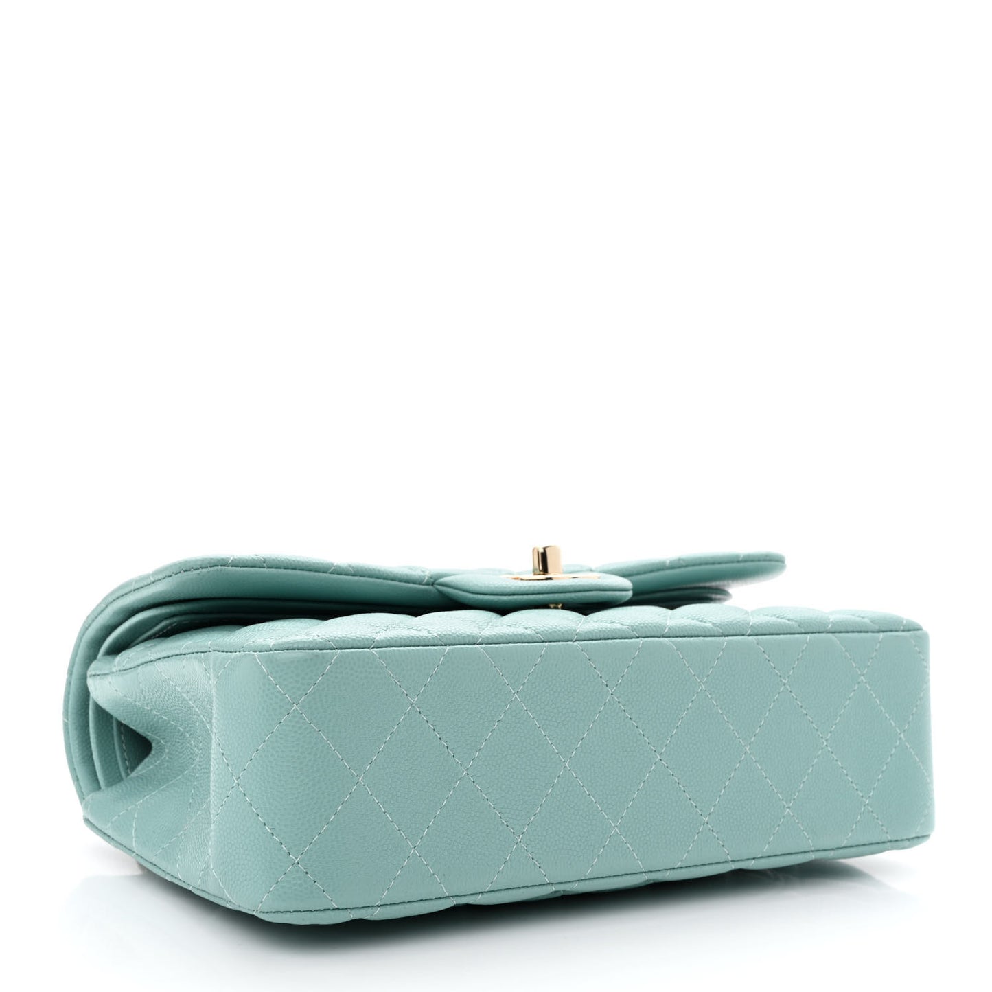 Caviar Quilted Small Double Flap Light Blue