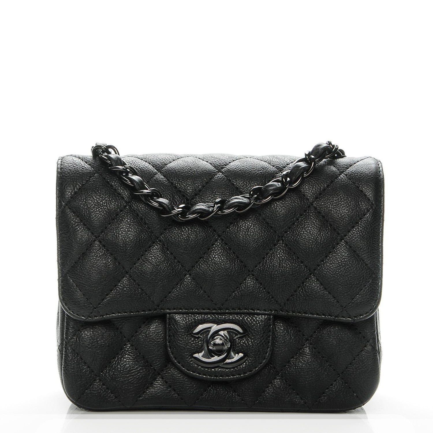 Chanel Crumpled Calfskin Quilted Mini Square Flap So Black 1 of 7