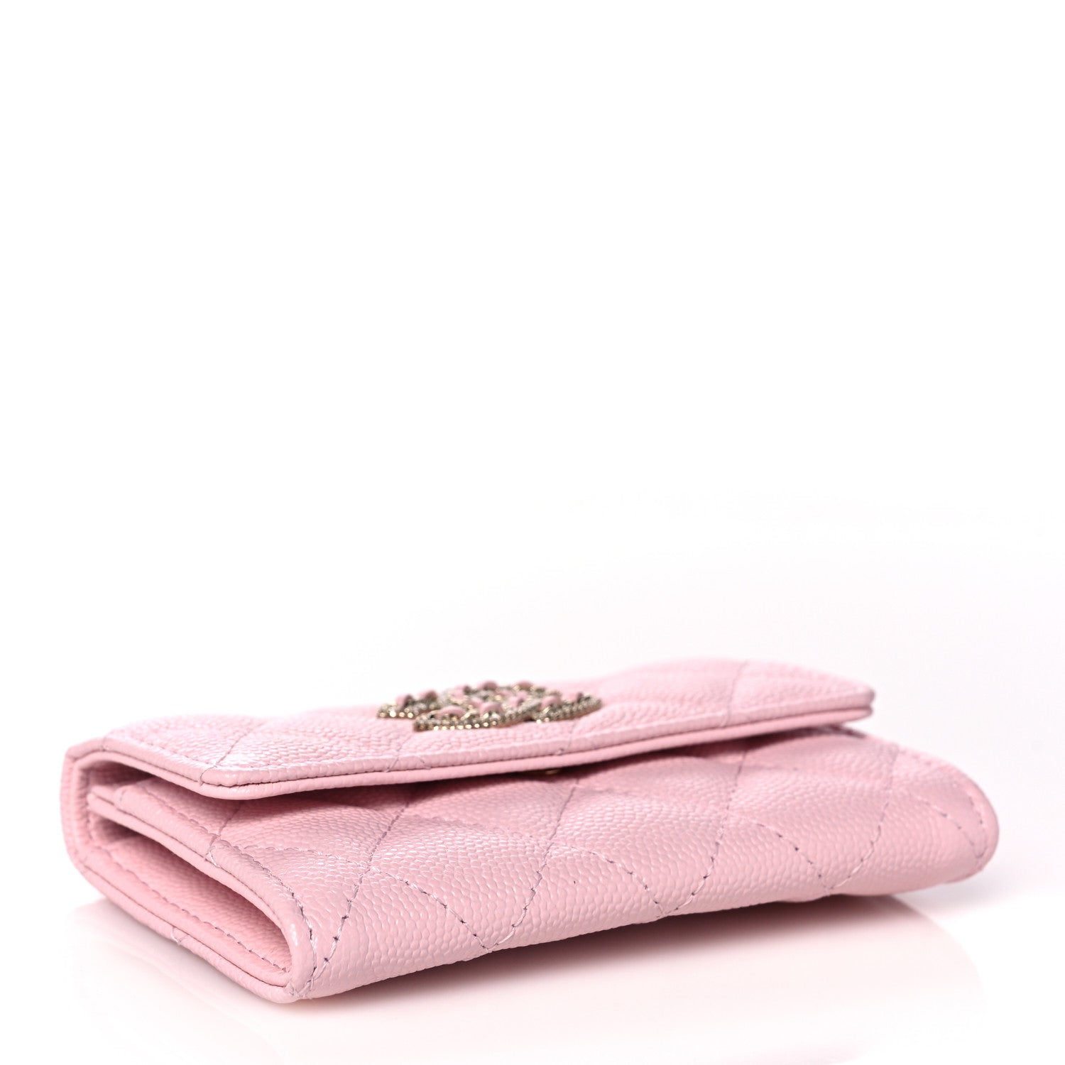 Chanel Caviar Quilted Crystal CC Flap Card Holder Pink 4 of 12