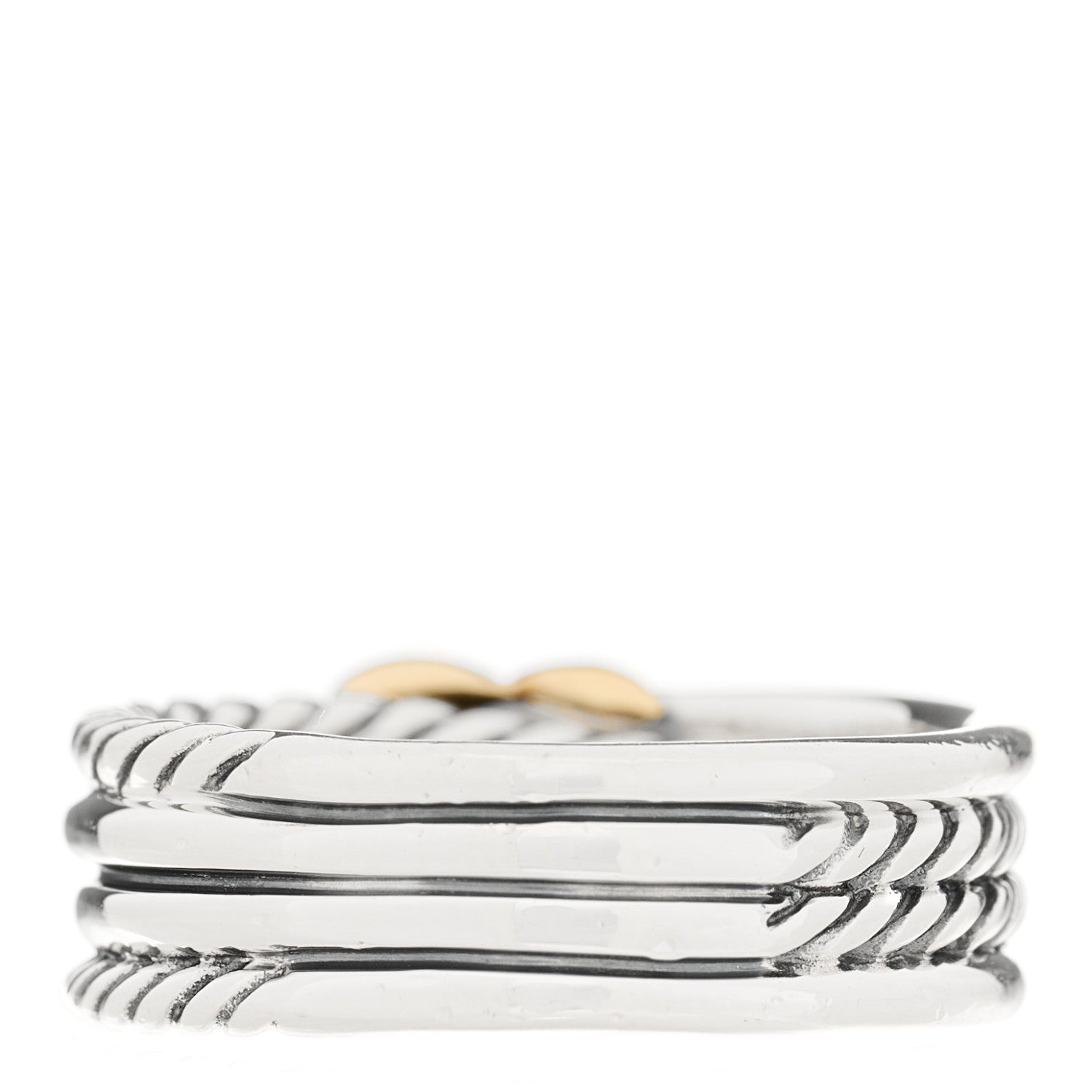 David Yurman Sterling Silver 18K Yellow Gold 6mm X Crossover Ring 54 7 2 of 3