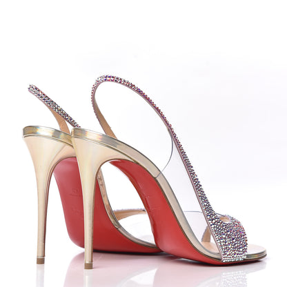 Christian Louboutin Suede Metal PVC Specchio Optisling Strass 100 Sandals 40 Aurore Borea 4 of 8