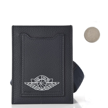 Christian Dior X AIR JORDAN Grained Calfskin Vertical Card Holder Lanyard Bleu 4 of 5