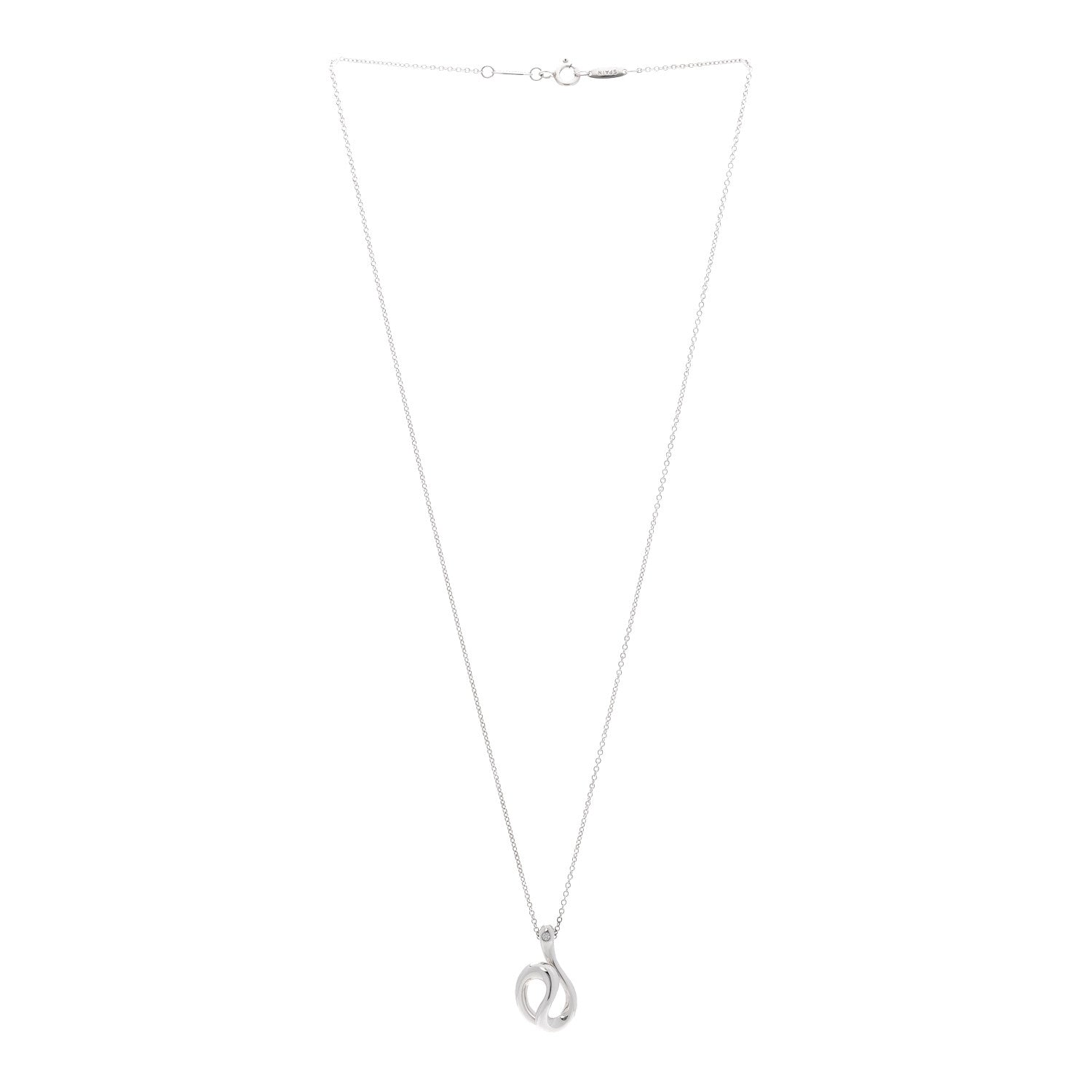 Tiffany Sterling Silver Diamond Elsa Peretti Snake Pendant Necklace 3 of 7