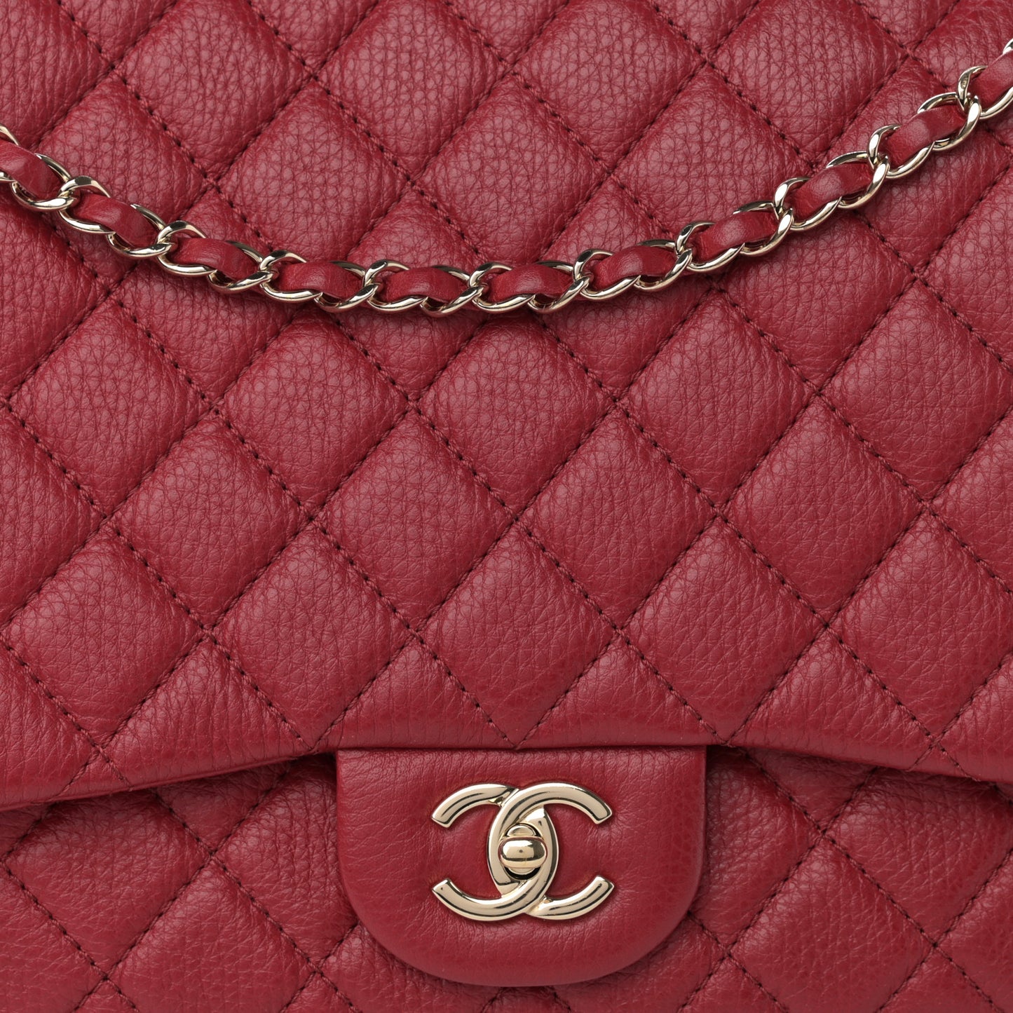 Calfskin Quilted Small XXL Travel Flap Bag Red