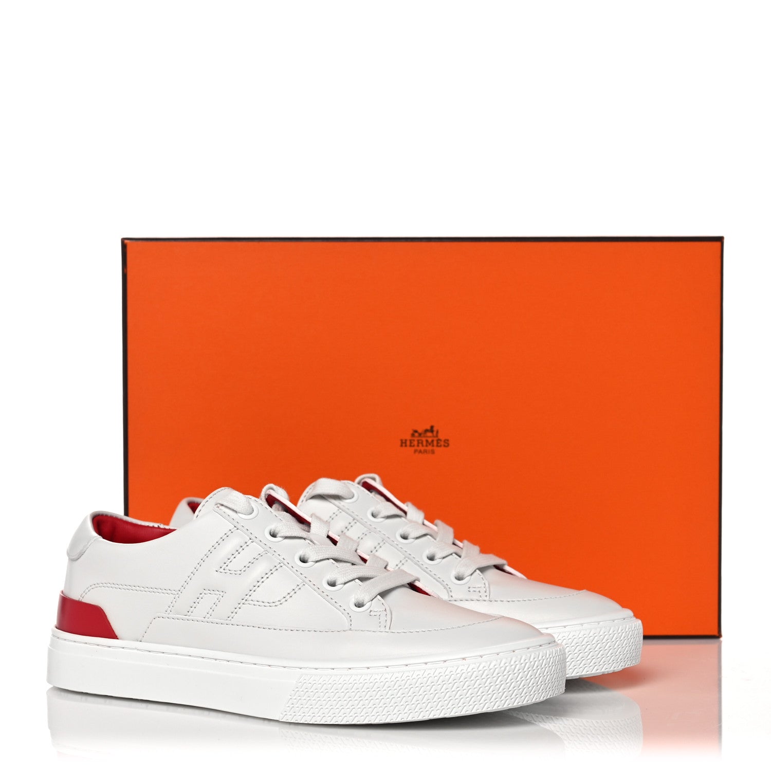 Hermes Calfskin Deep Sneakers 35 White Lipstick Red 8 of 8