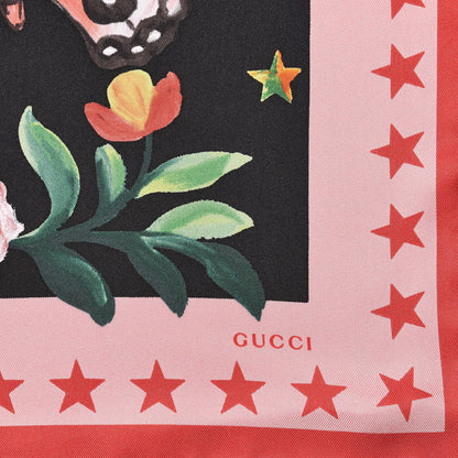 Gucci Silk Garden Print Shawl Black 3 of 6
