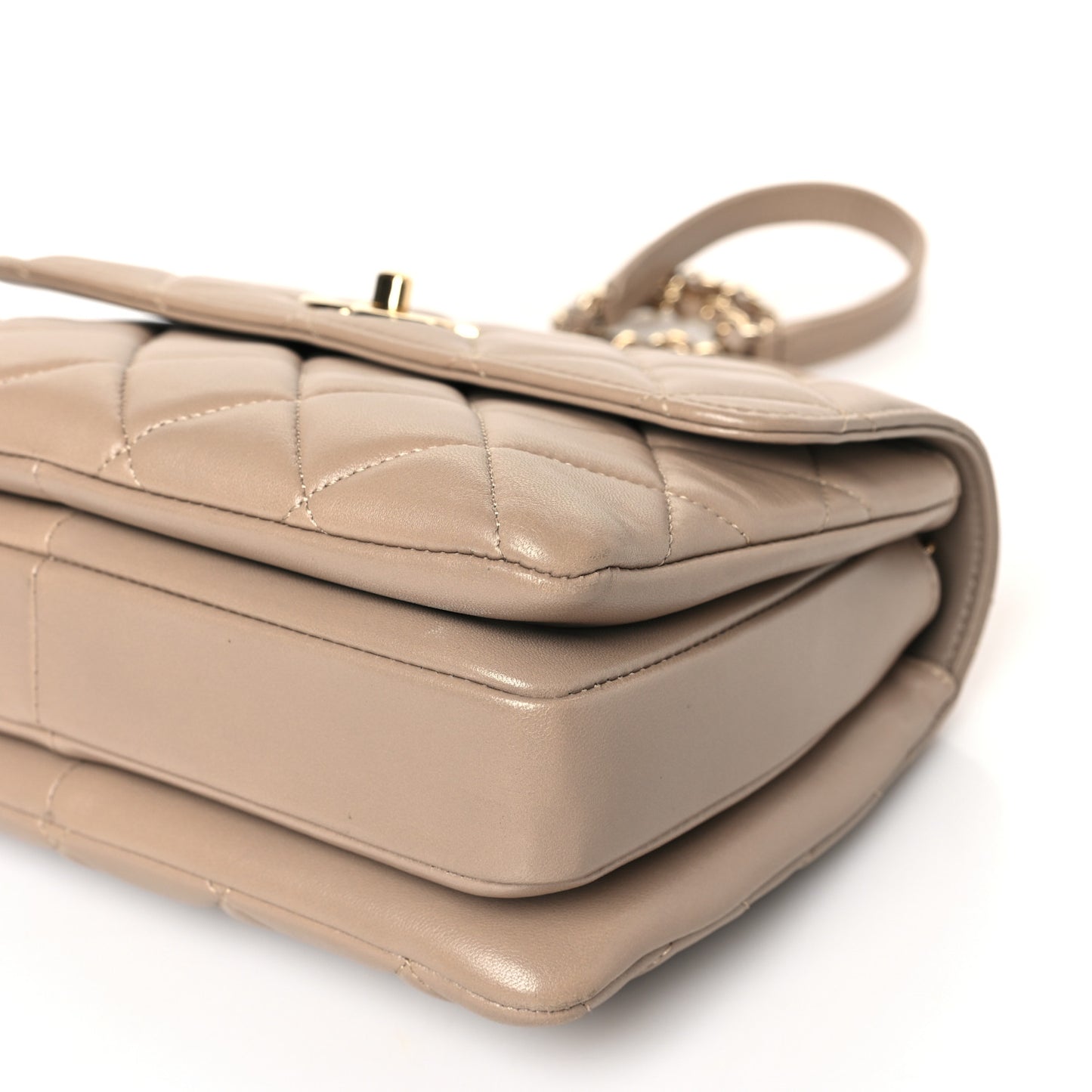 Lambskin Quilted Small Trendy CC Dual Handle Flap Bag Beige