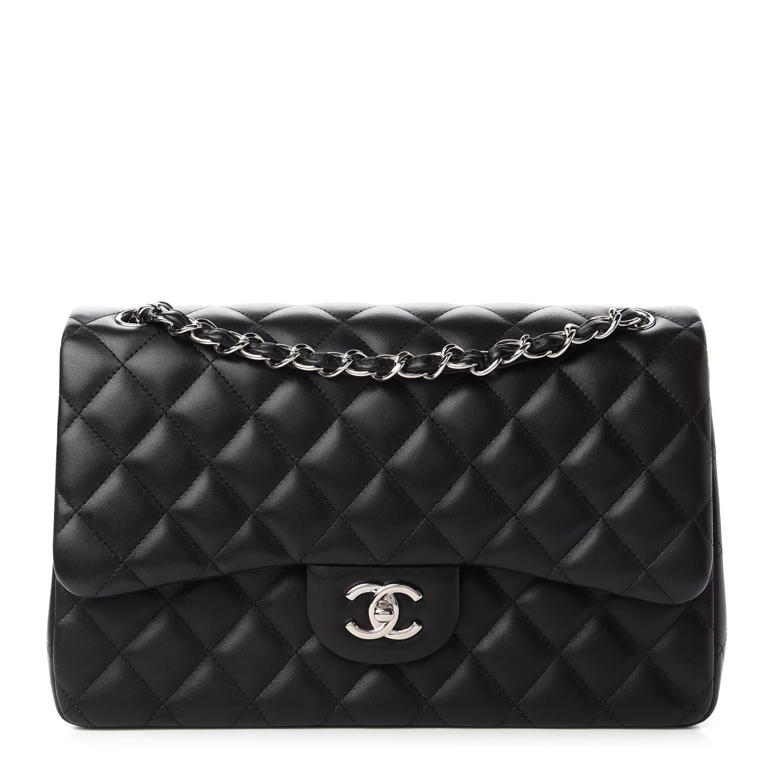 Chanel Lambskin Quilted Jumbo Double Flap Black 1 of 12