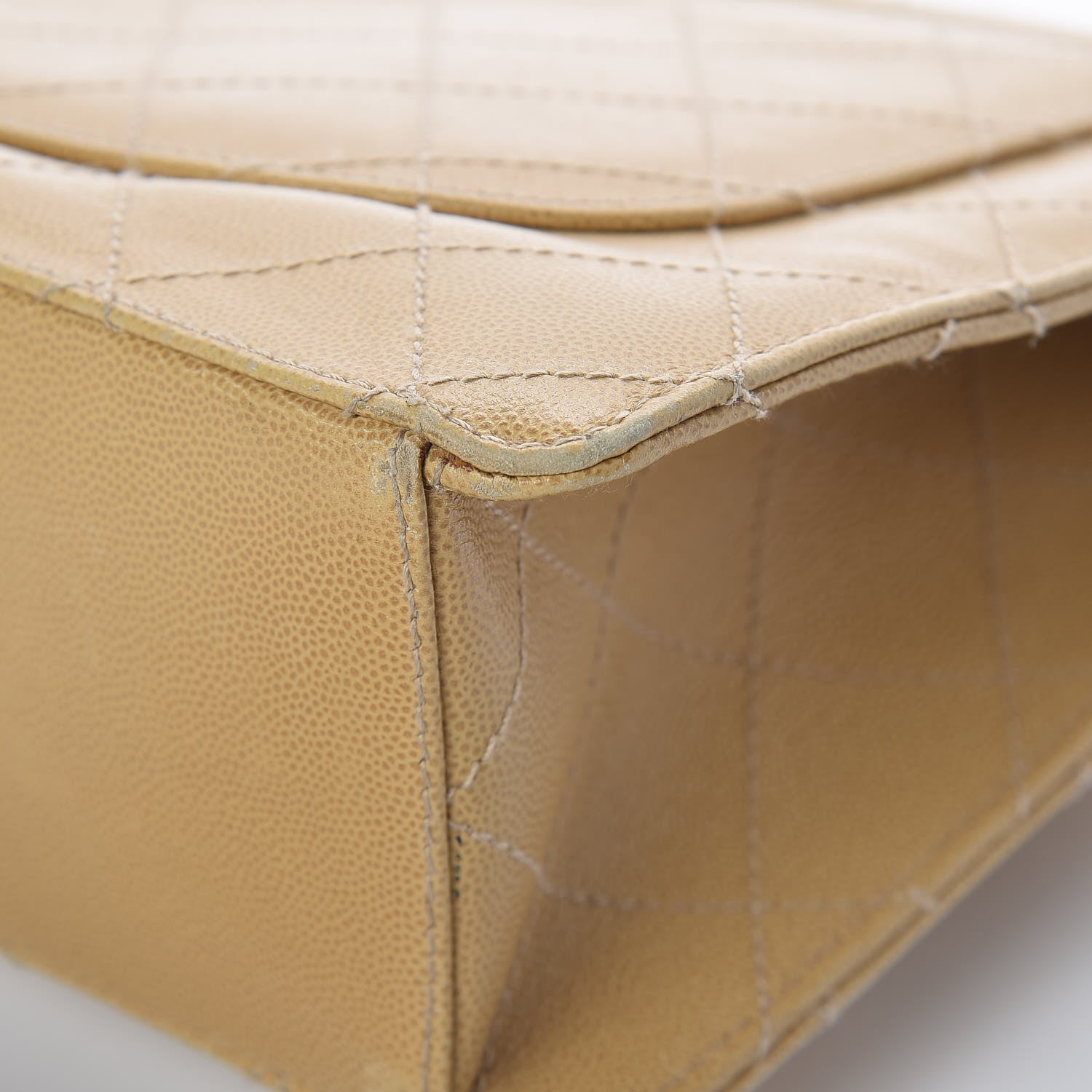 Chanel Caviar Stitched Jumbo Single Flap Beige 14 of 20