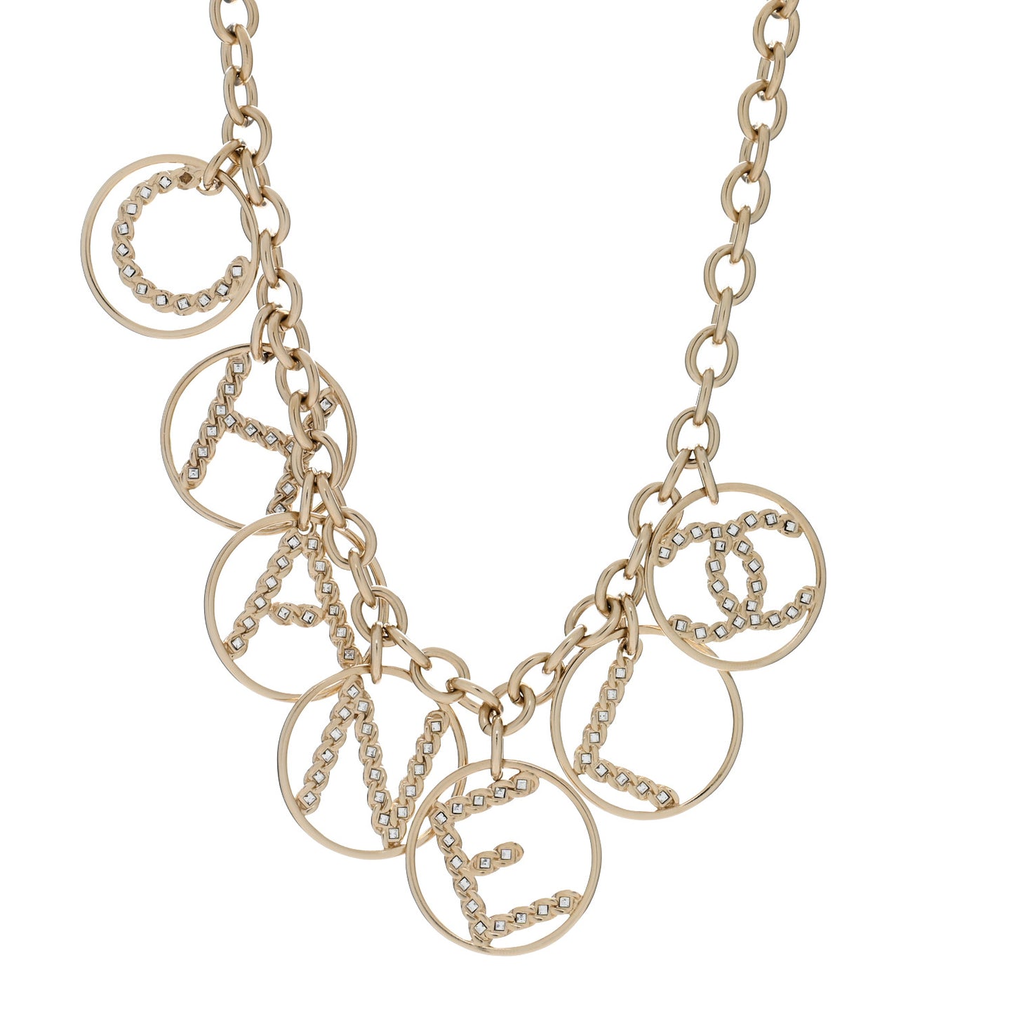 Metal Strass Crystal Logo Necklace Gold