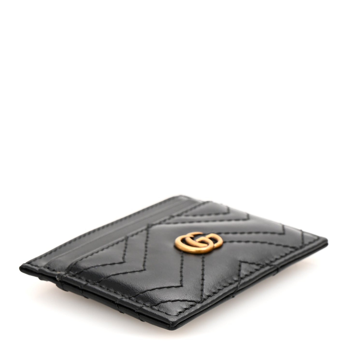 Calfskin Matelasse GG Marmont Card Holder Black