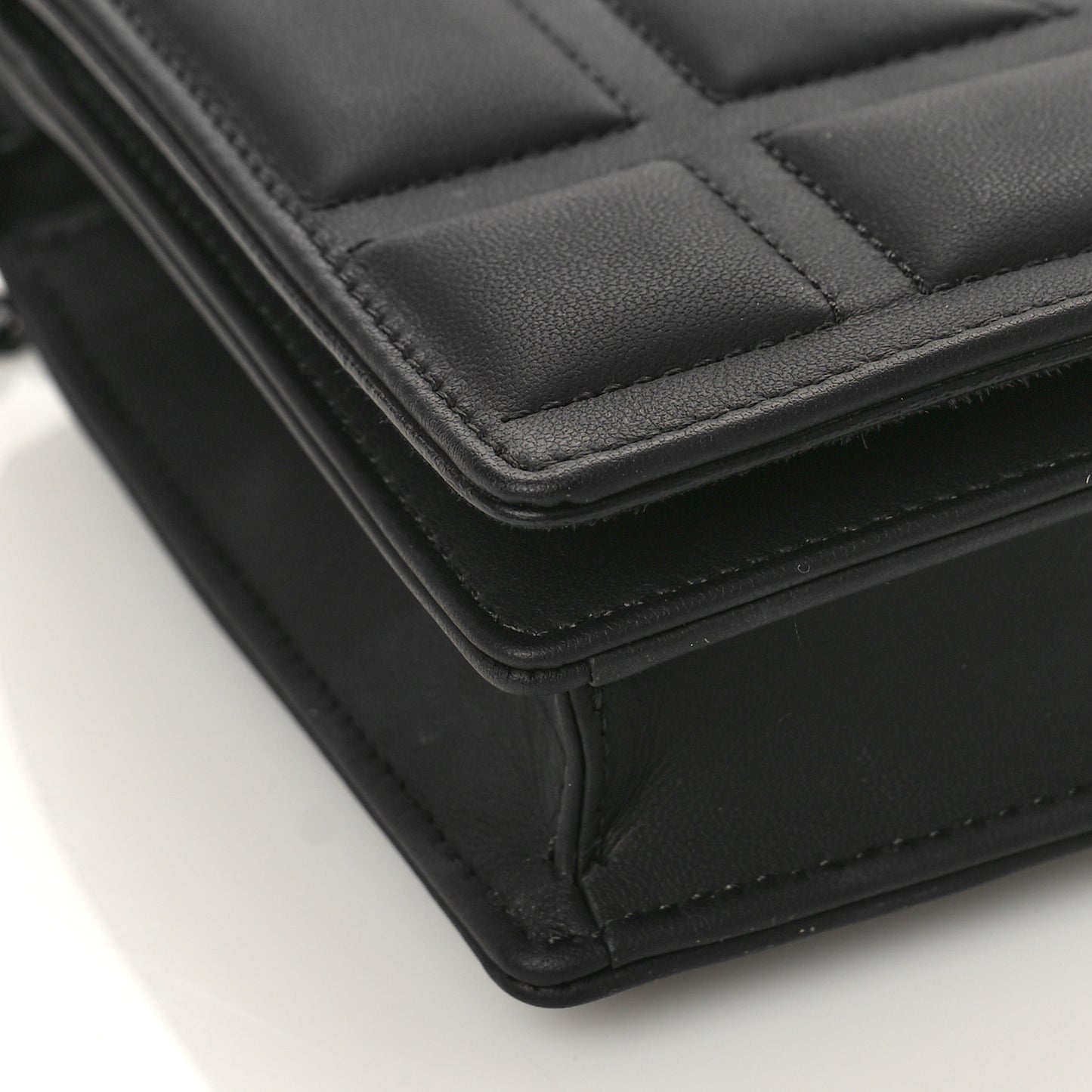Ultra Matte Calfskin Diorama Wallet on Chain Pouch Black