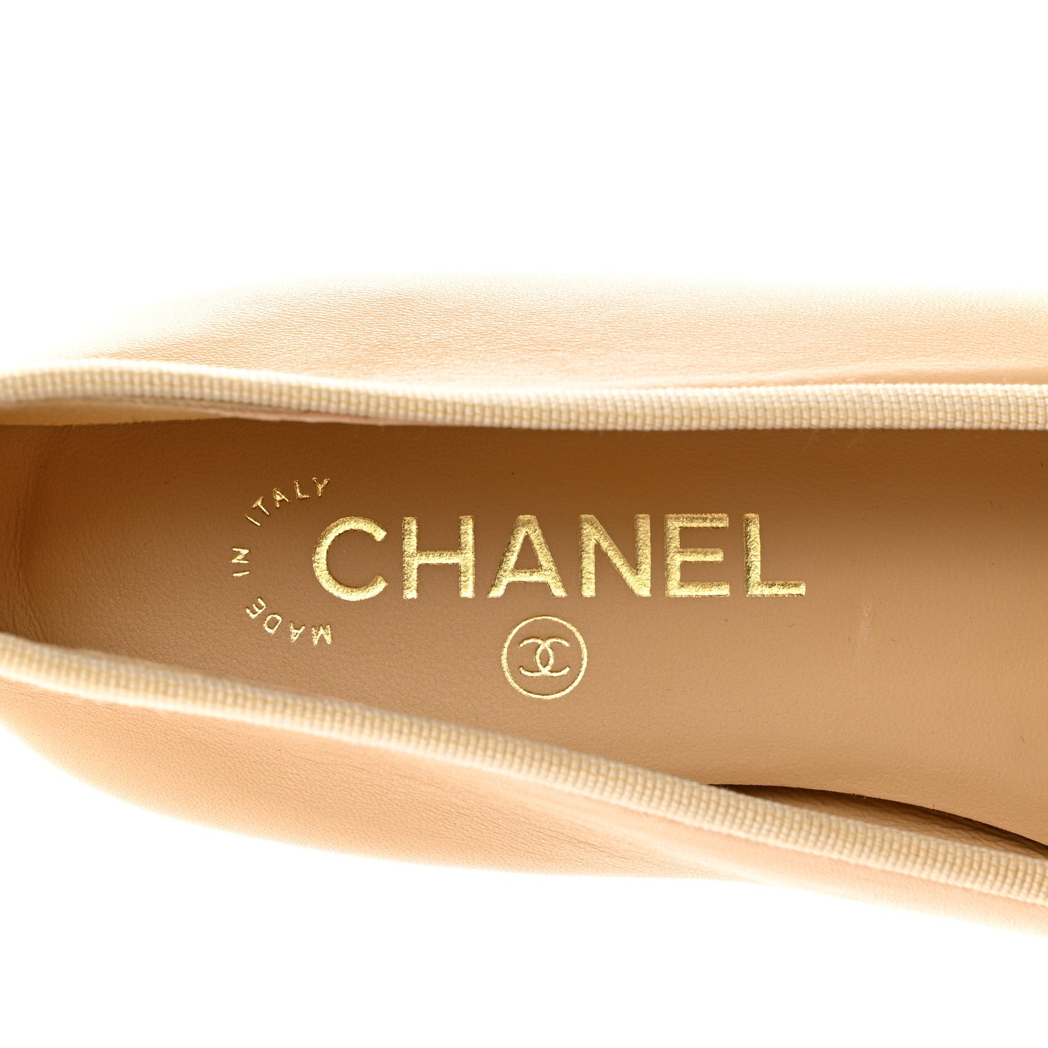 Chanel Lambskin Cap Toe Ballerina Flats 39.5 Beige Black 6 of 11