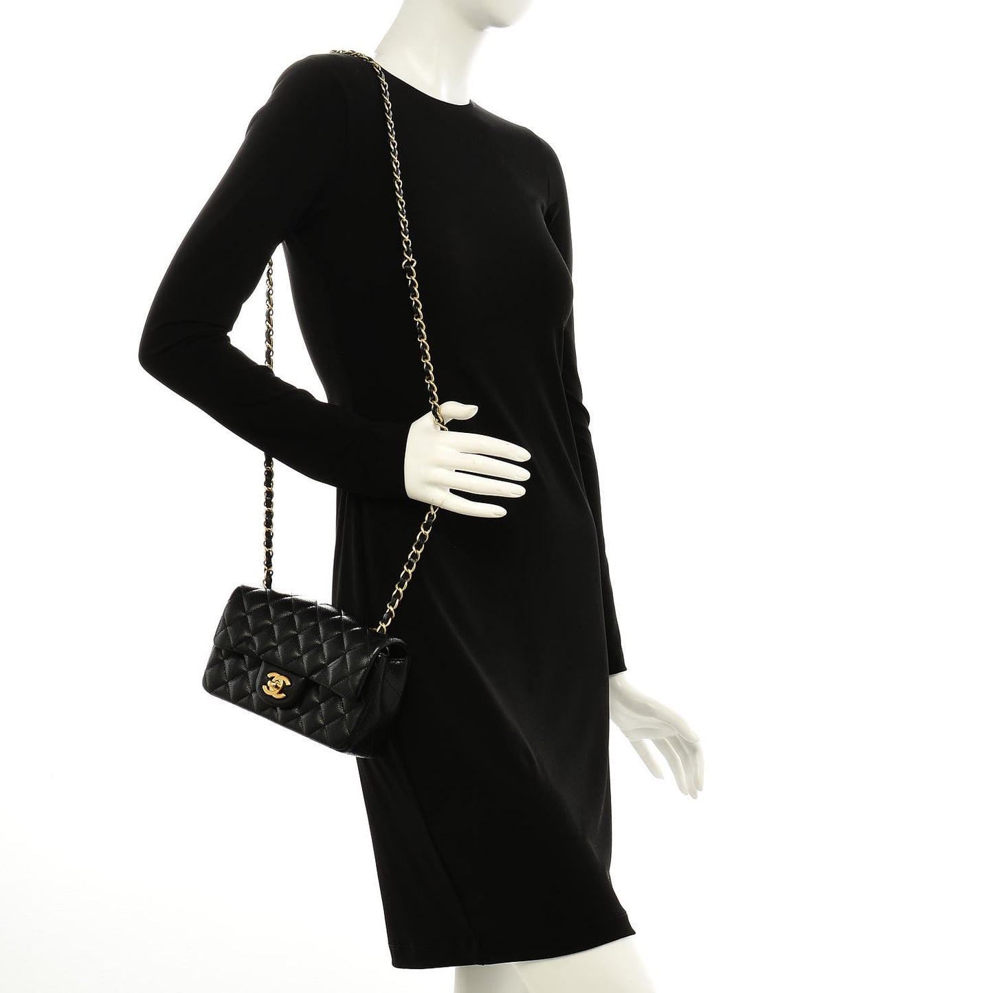 Caviar Quilted Mini Rectangular Flap Black