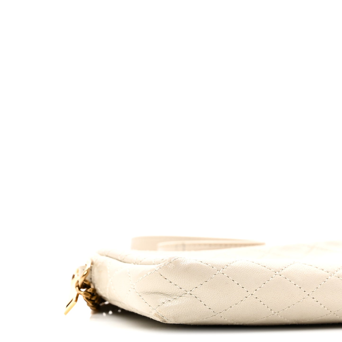 Lambskin Quilted Gaby Zipped Pouch Crema Soft