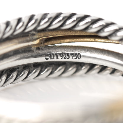 David Yurman Sterling Silver 18K Yellow Gold 7mm Narrow Crossover Ring 56 7.75 4 of 6