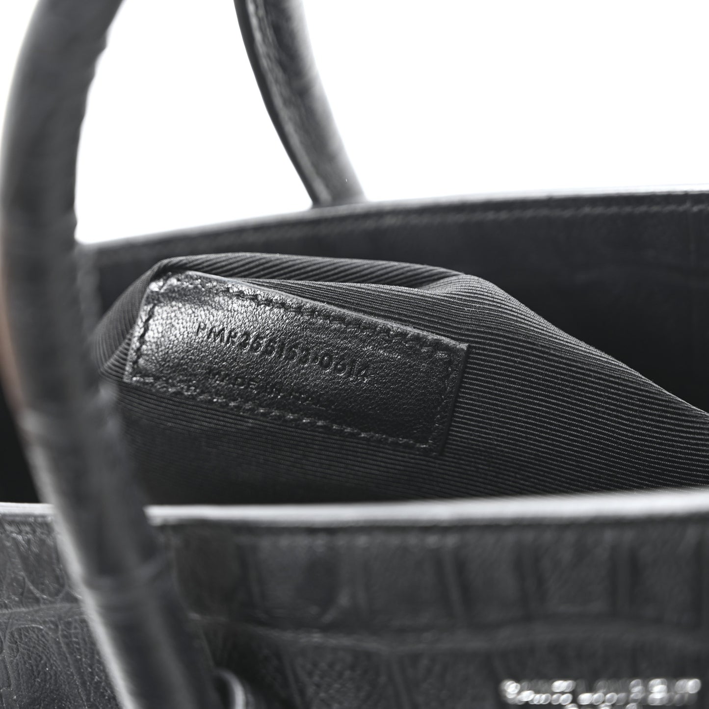 Calfskin Crocodile Embossed Small Supple Sac de Jour Black