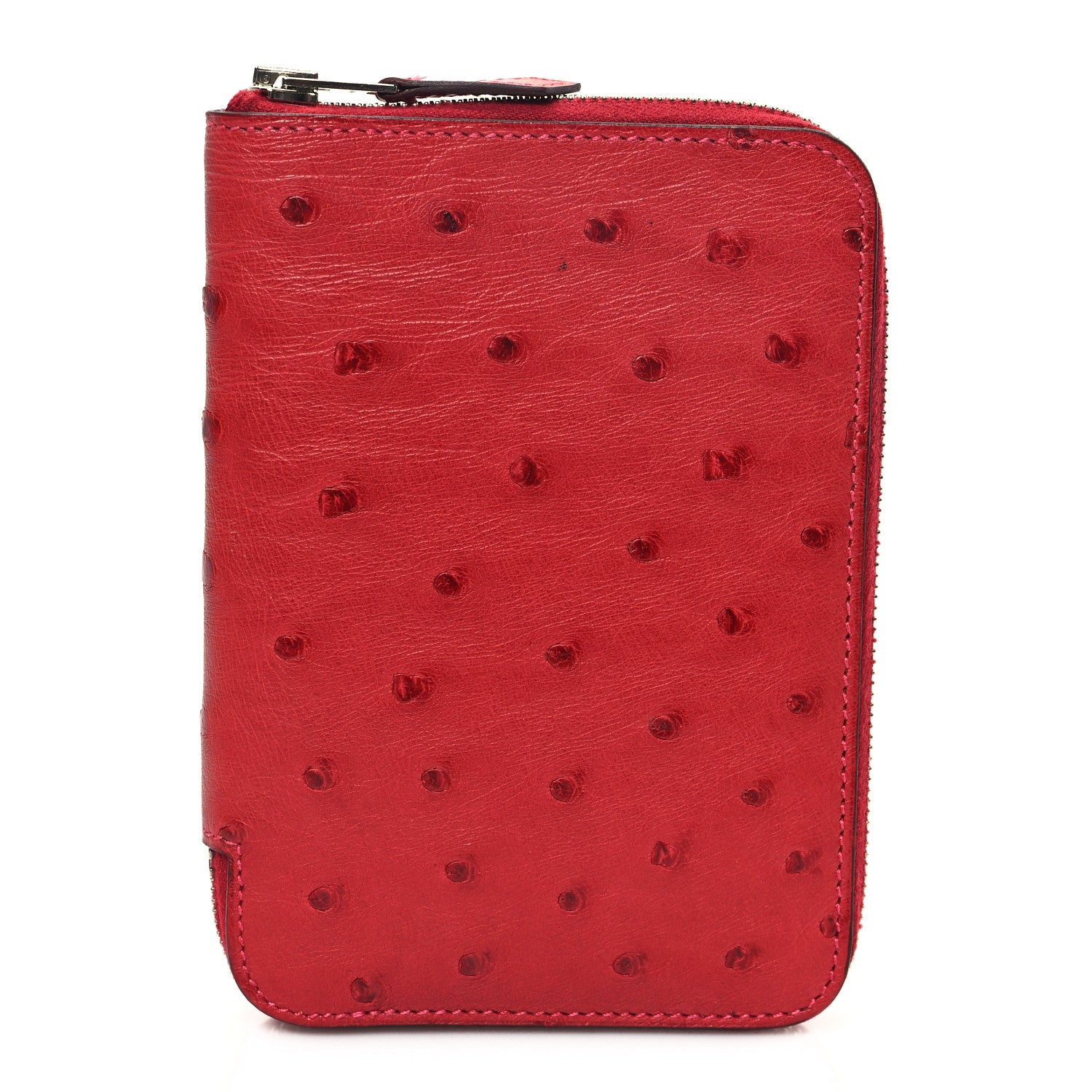 Hermes Ostrich Azap Vertical Wallet Rouge Vif 1 of 10