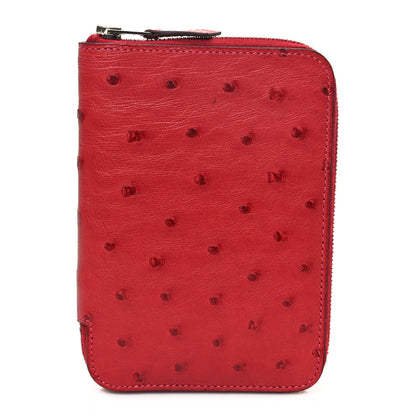 Hermes Ostrich Azap Vertical Wallet Rouge Vif 1 of 10