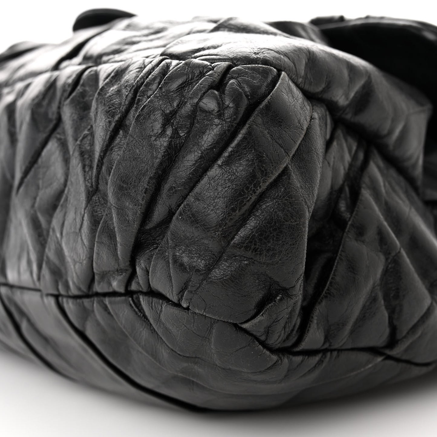 Glazed Calfskin Twisted Maxi Flap Black