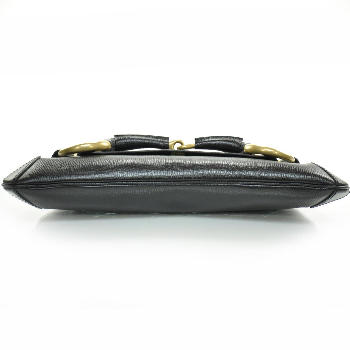 Leather Horsebit Clutch Bag Black
