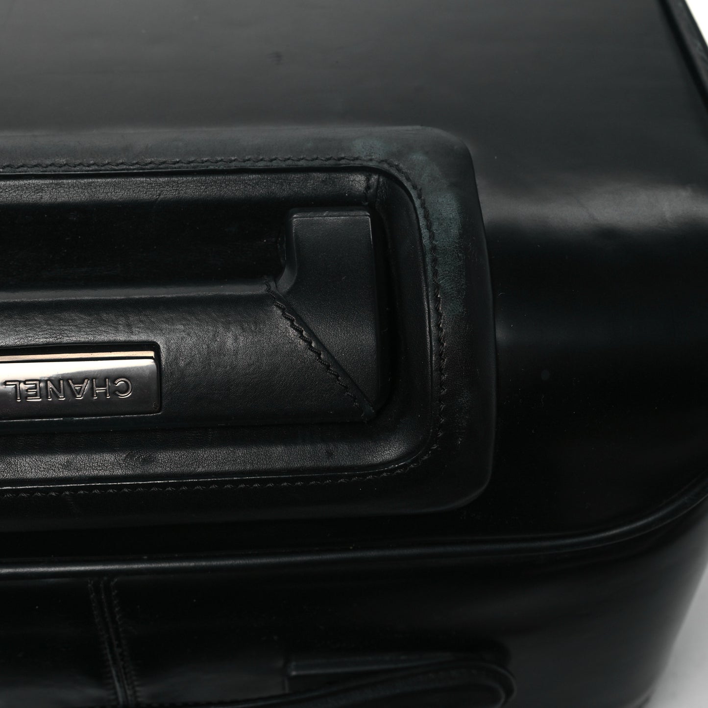 Vinyl Calfskin Quilted Coco Case Trolley Rolling Luggage Black
