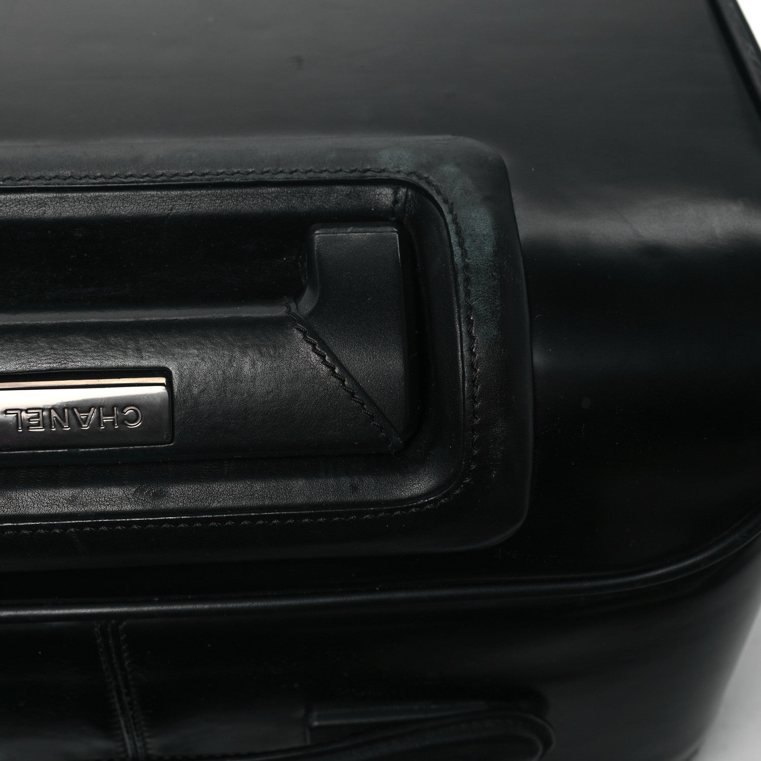 Chanel Vinyl Calfskin Quilted Coco Case Trolley Rolling Luggage Black 9 of 12