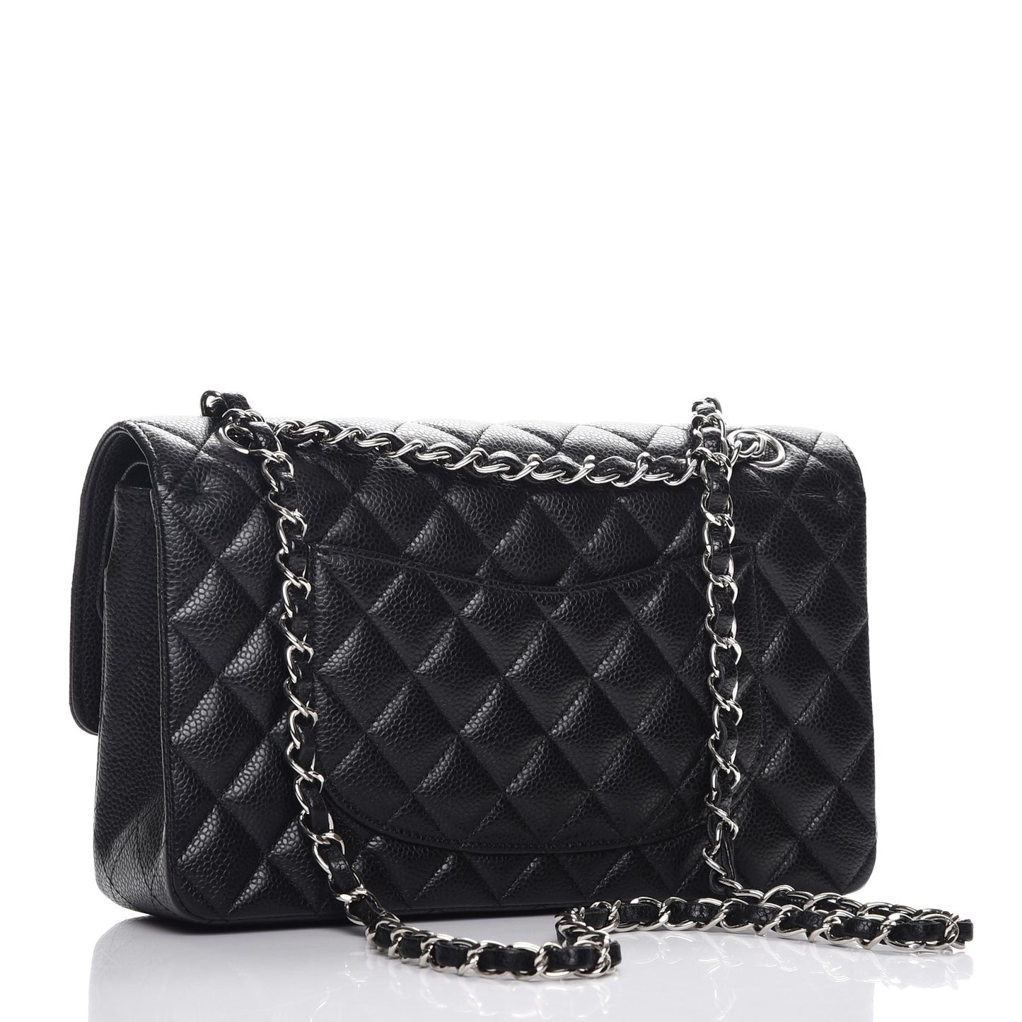 Caviar Quilted Medium Double Flap Black