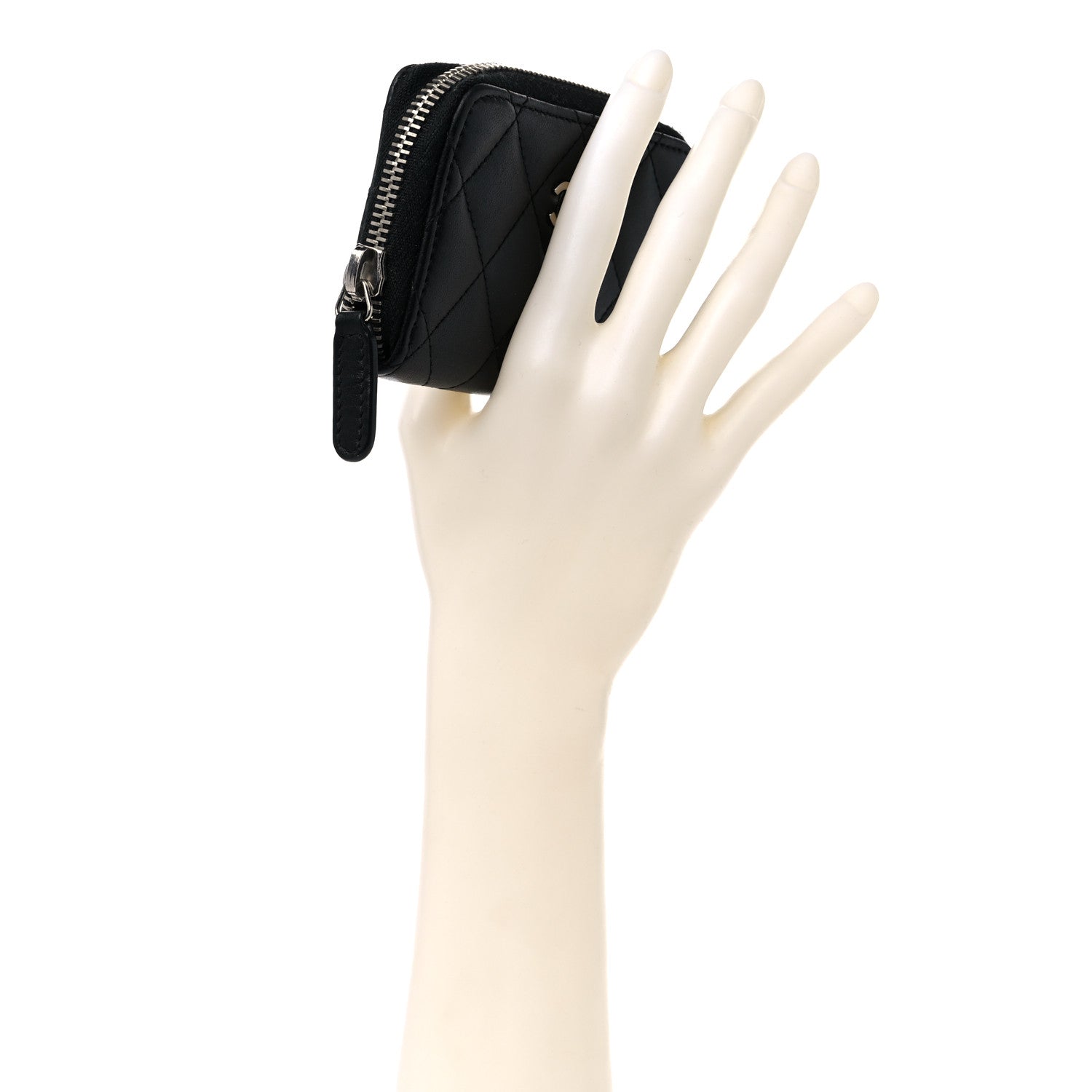 Chanel Lambskin Quilted Zip Coin Purse Black 2 of 10