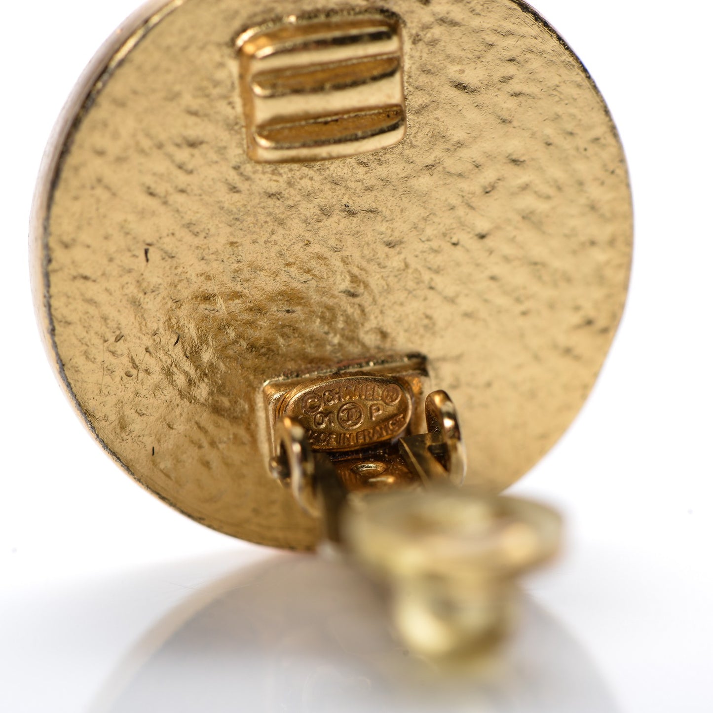 Enamel CC Clip On Earrings Black Gold
