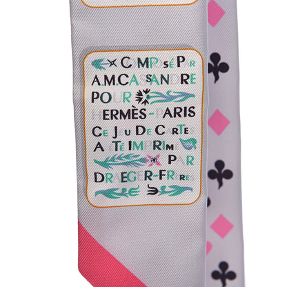 Hermes Silk Jeu de Cartes Twilly Gris Perle Rose Noir 4 of 5