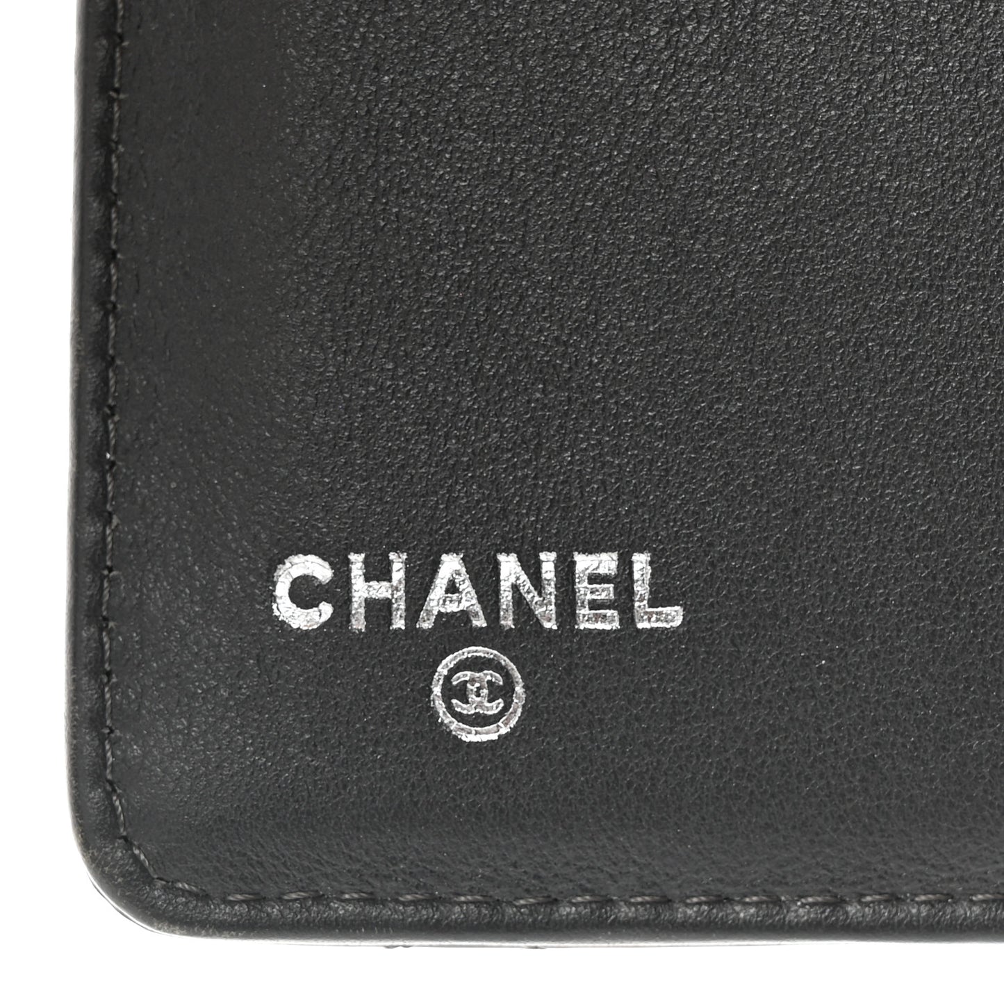 Striated Patent CC French Wallet Dark Grey