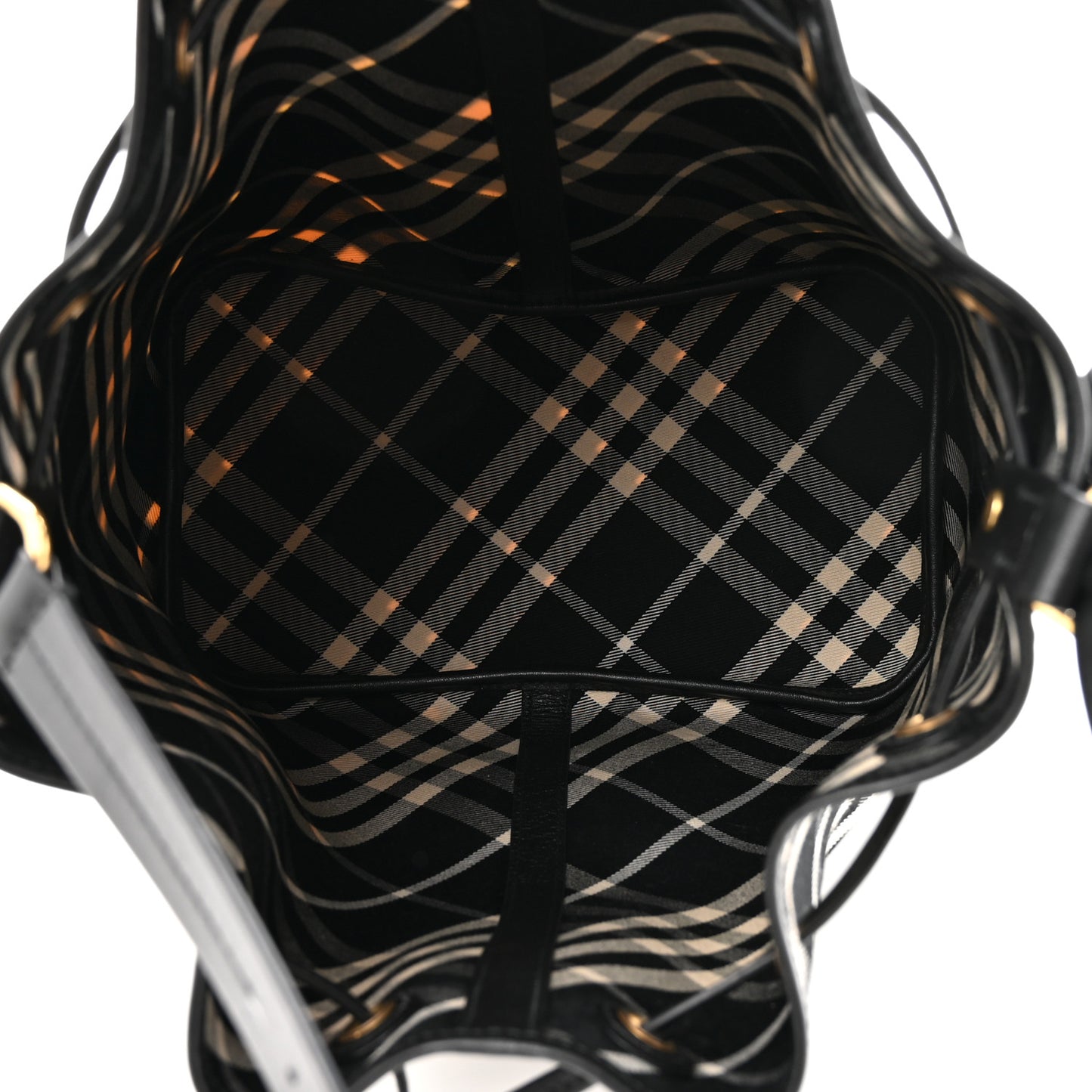 Check Medium Bucket Bag Black Calico