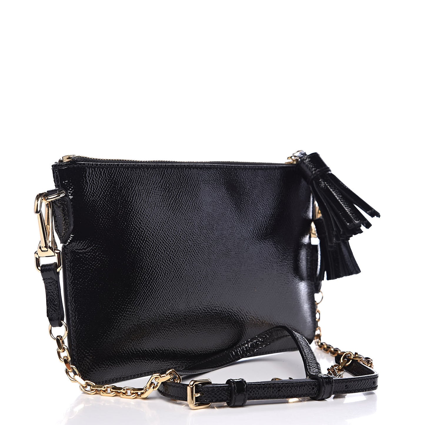 Patent London Peyton Crossbody Clutch Bag Black