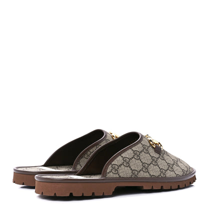 Gucci GG Supreme Monogram Granada Kid Mens Horsebit Lug Sole Mules 9 Beige Ebony New Acero 4 of 9