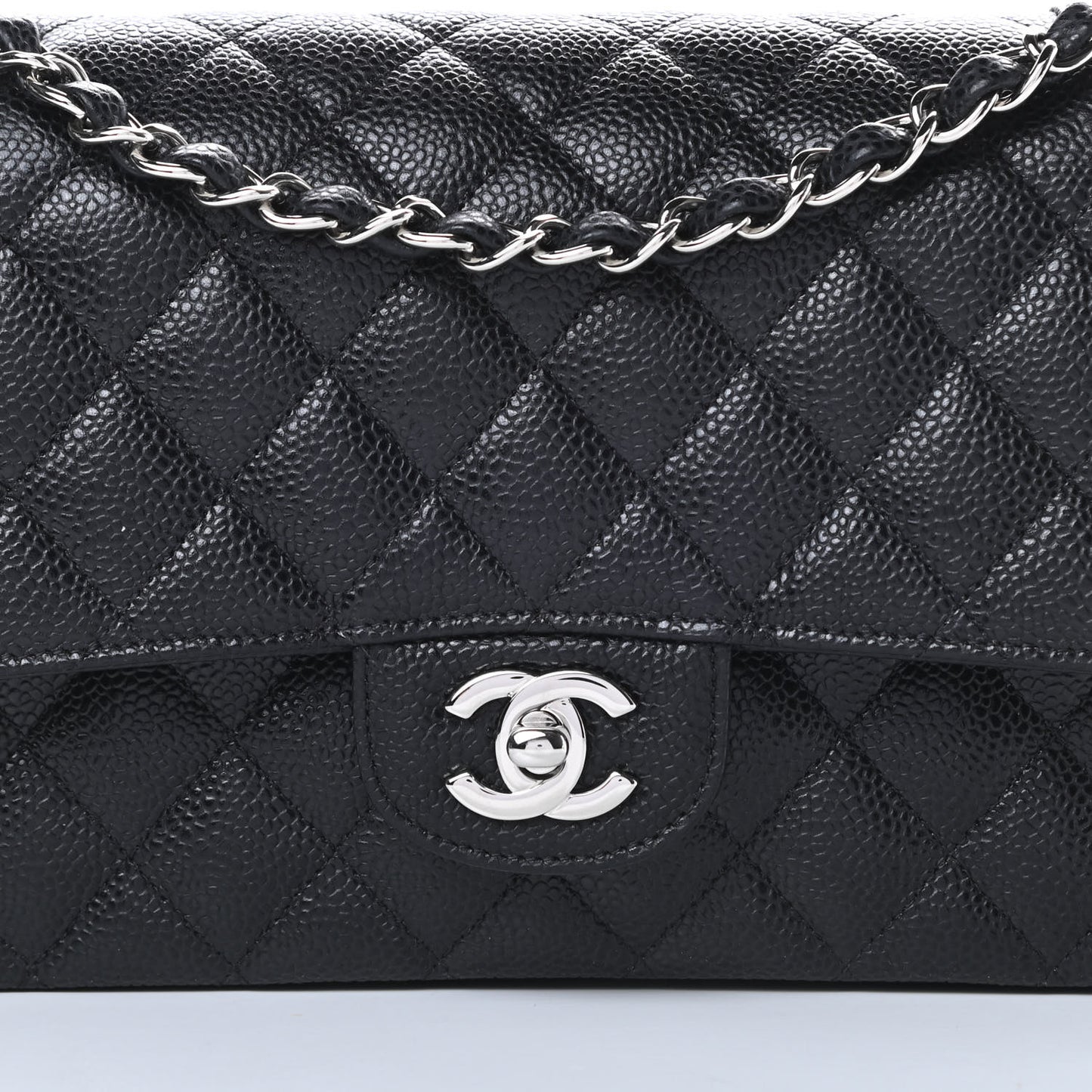 Caviar Quilted Medium Double Flap Black