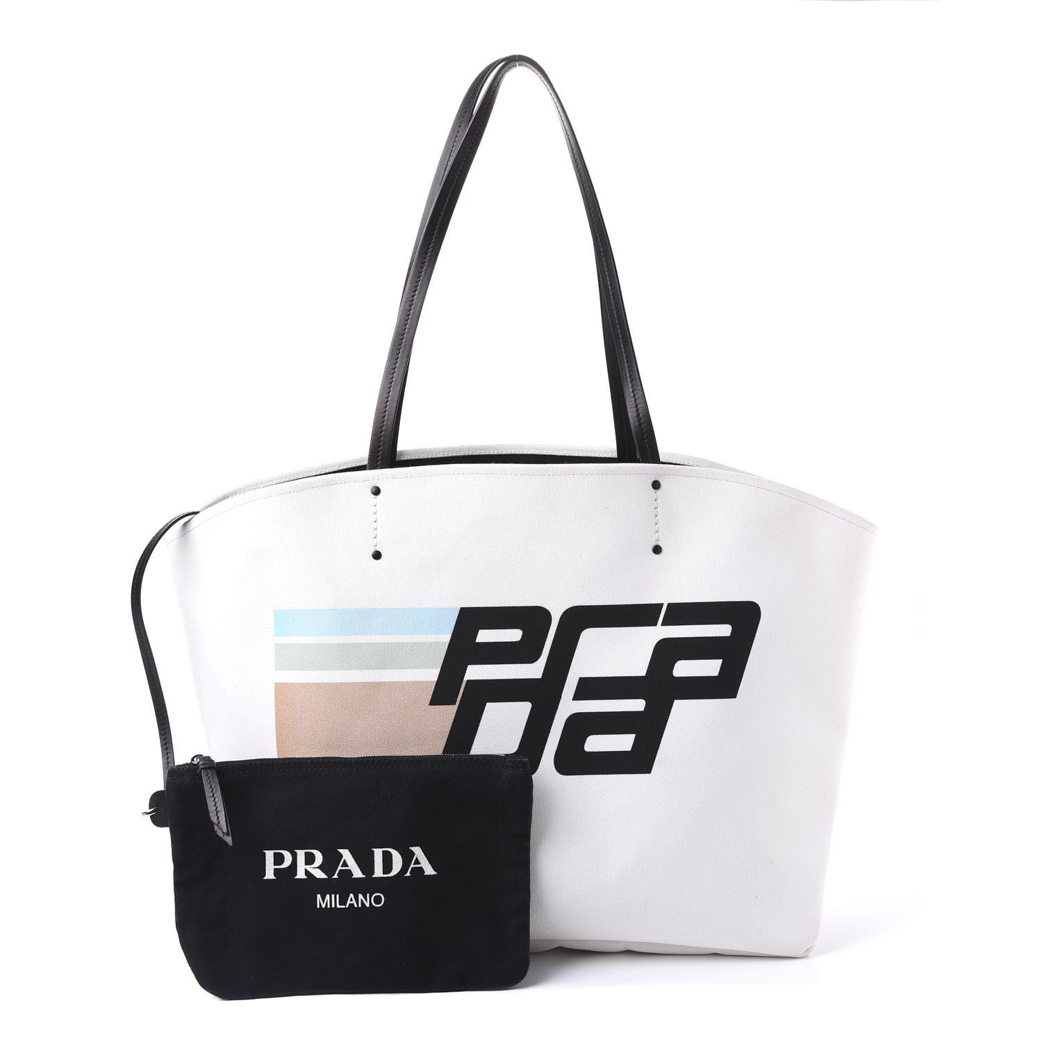 Prada Canvas Racing Logo Tote White 1 of 9