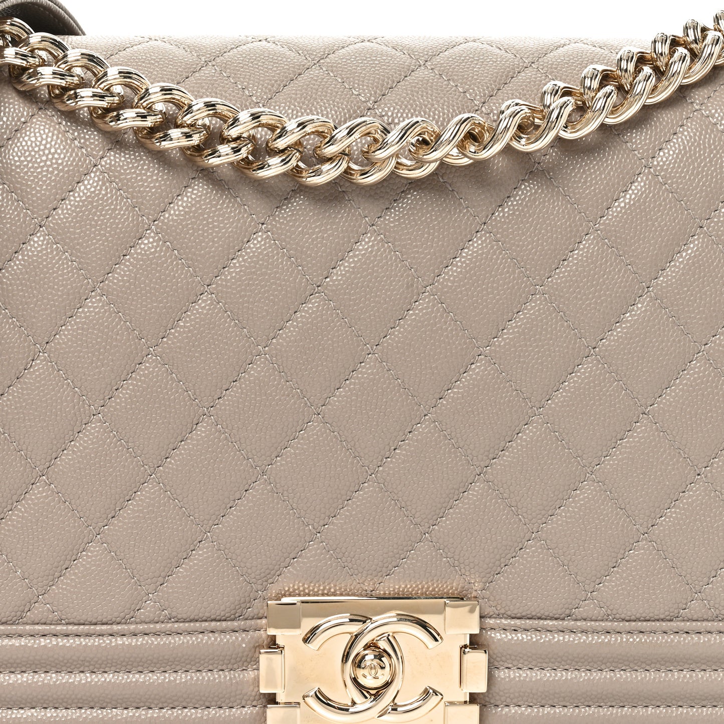 Caviar Quilted New Medium Boy Flap Dark Beige