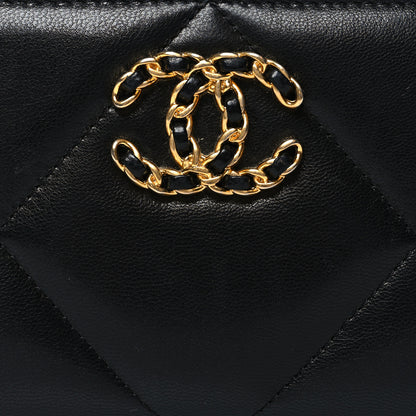 Chanel Goatskin Quilted Medium Chanel 19 Zipped Wallet Black 8 of 8