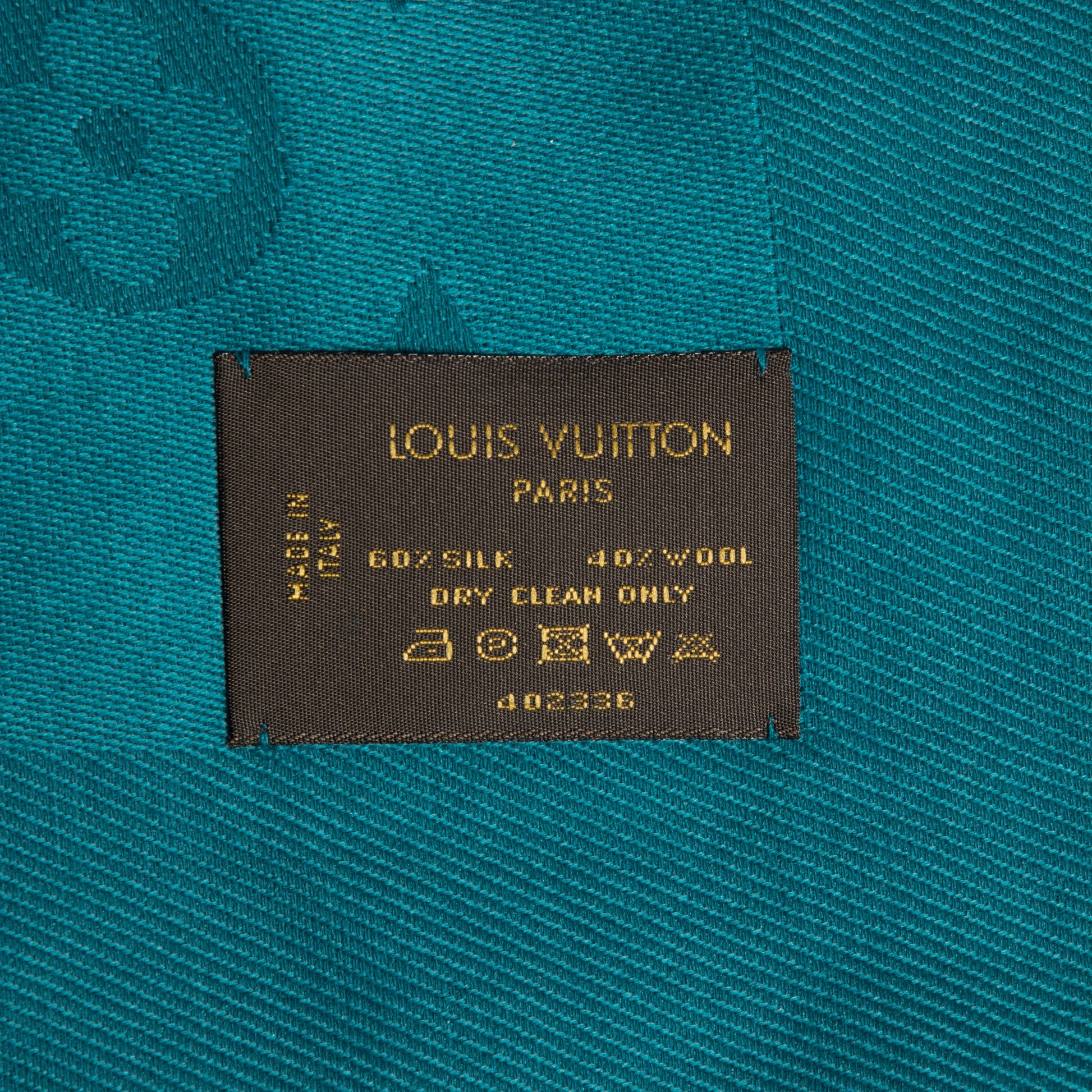 Louis Vuitton Silk Wool Monogram Shine Shawl Turquoise 5 of 5