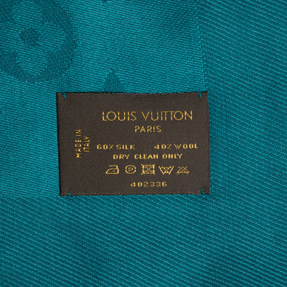 Louis Vuitton Silk Wool Monogram Shine Shawl Turquoise 5 of 5