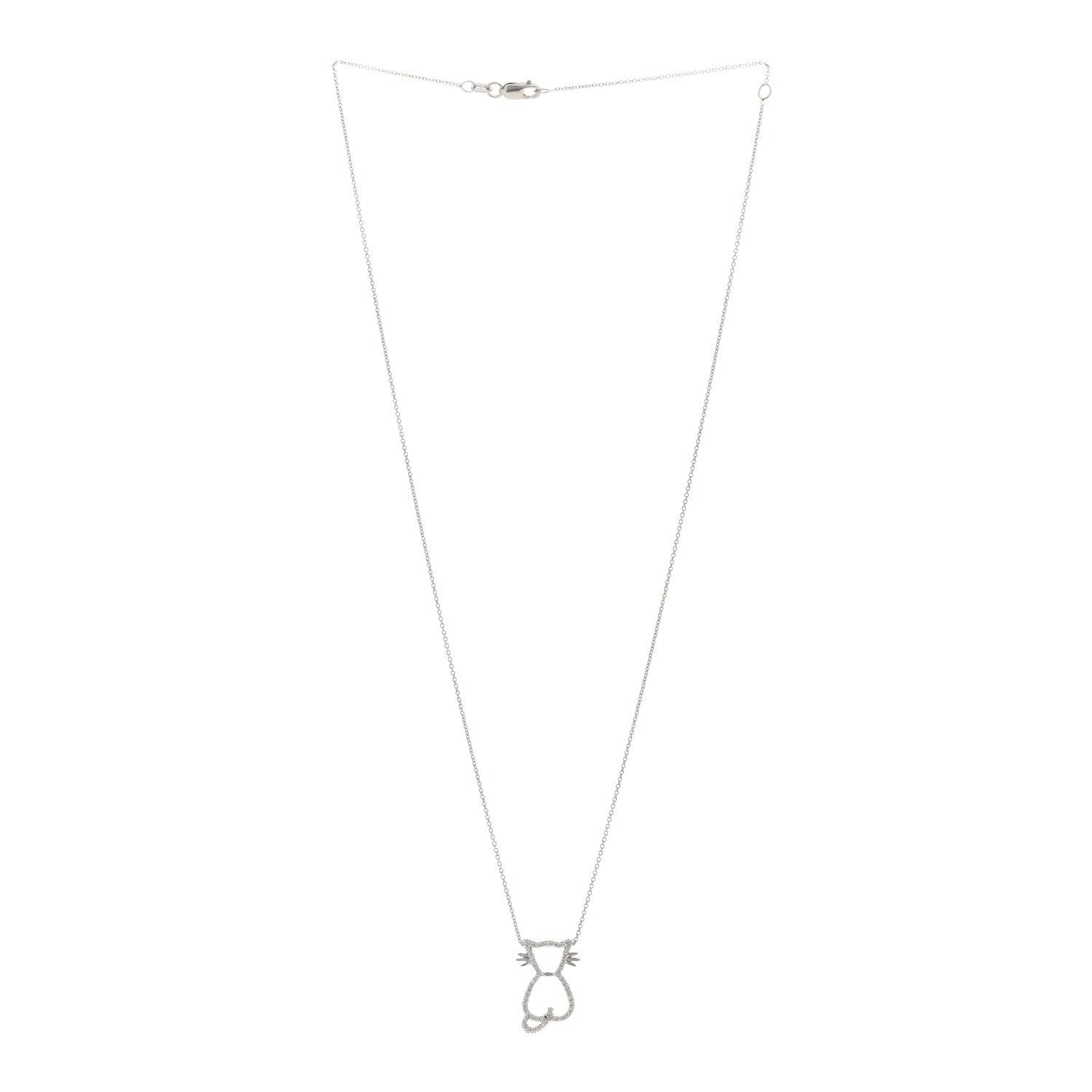 Roberto Coin 18K White Gold Diamond Cat Pendant Necklace 3 of 4