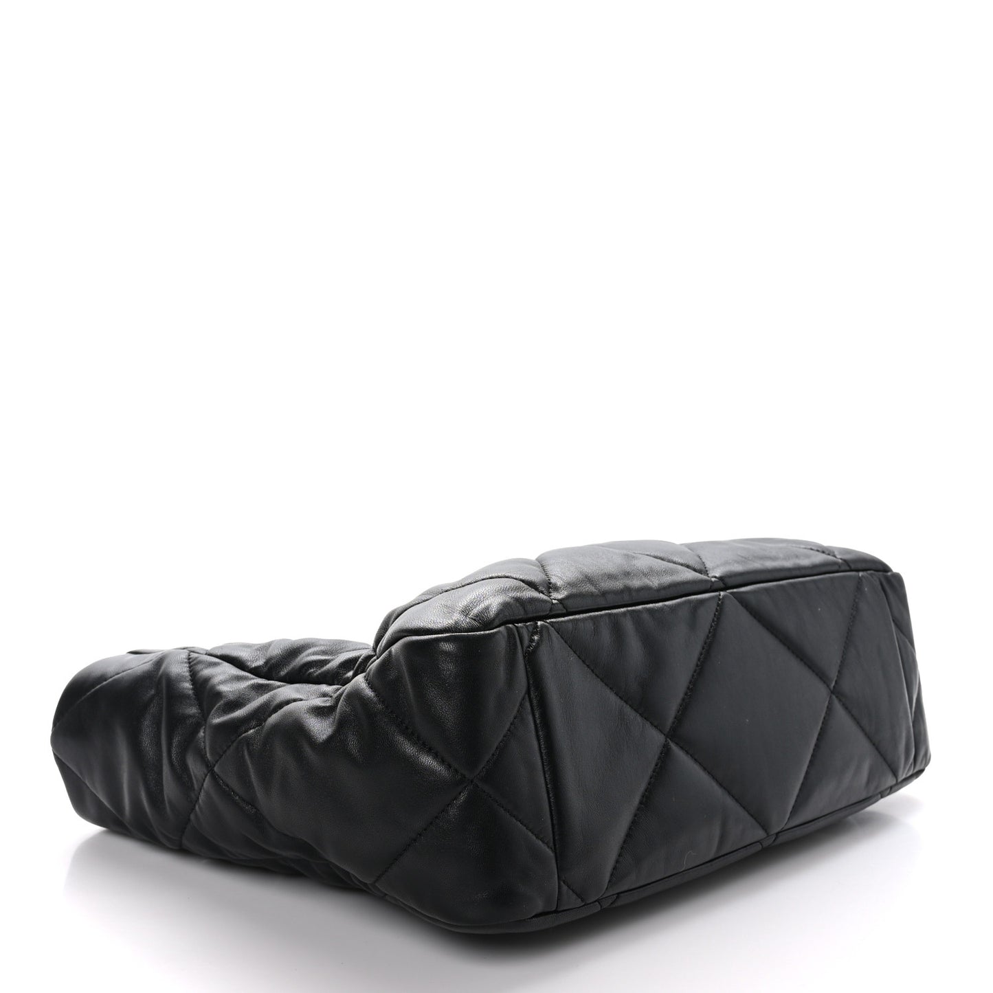 Lambskin Quilted Chanel 19 East West Shopping Bag Black